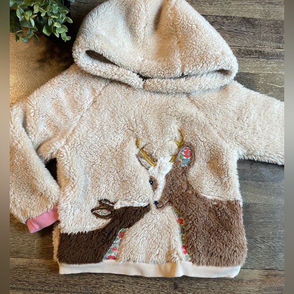 Mini Boden Other - SOLD Mini Boden | Fuzzy Hoodie Dear Appliqué Sweater | 110cm 4-5 years